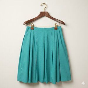 Talbots Turquoise Polka-Dot Pleated Skirt 14 Midi Aqua